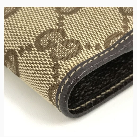 Authentic Gucci GG Beige Brown Canvas Leather Wallet - Picture 3 of 10